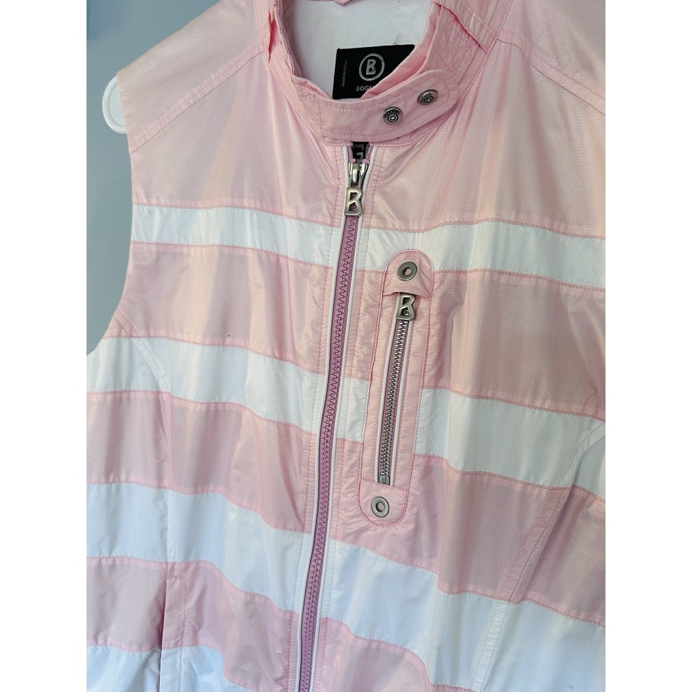 Bogner Womens Vest Pink White Striped Lightweight Sport Preppy Size 10 - Picture 5 of 16